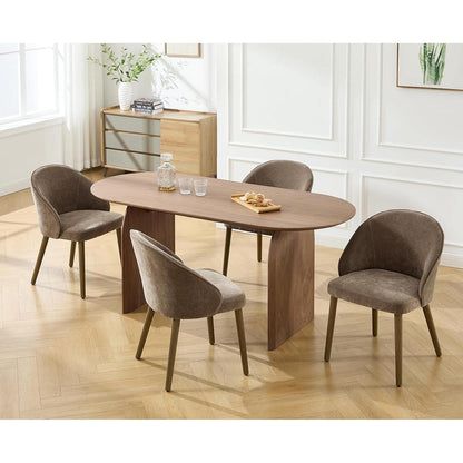 Esszimmerstühle Set 4 – Bequemer Polsterstuhl mit Holzbeinen Braun