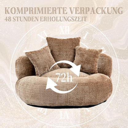 Lazy Sofa mit Hohem Rücken & 3 Kissen – Lounger Sitzsack Sofa Braun