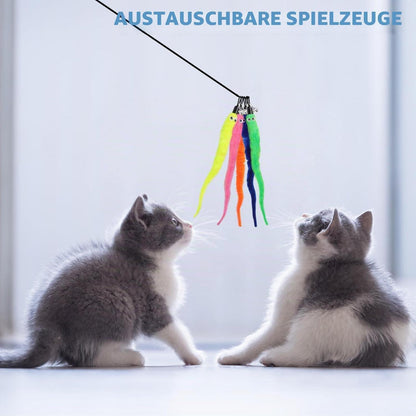 Katzenspielzeug Angel Set – 20 bunte Plüschwürmer mit Glocke