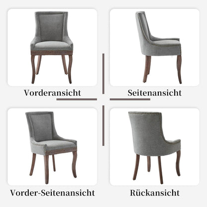 Esszimmerstuhl Set 6er Grau, Polsterstuhl mit Holzbeinen
