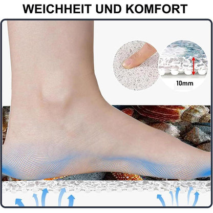 Rutschmatte Dusche 140x140cm – Seestern-Muster, Rutschfest & Ablaufloch