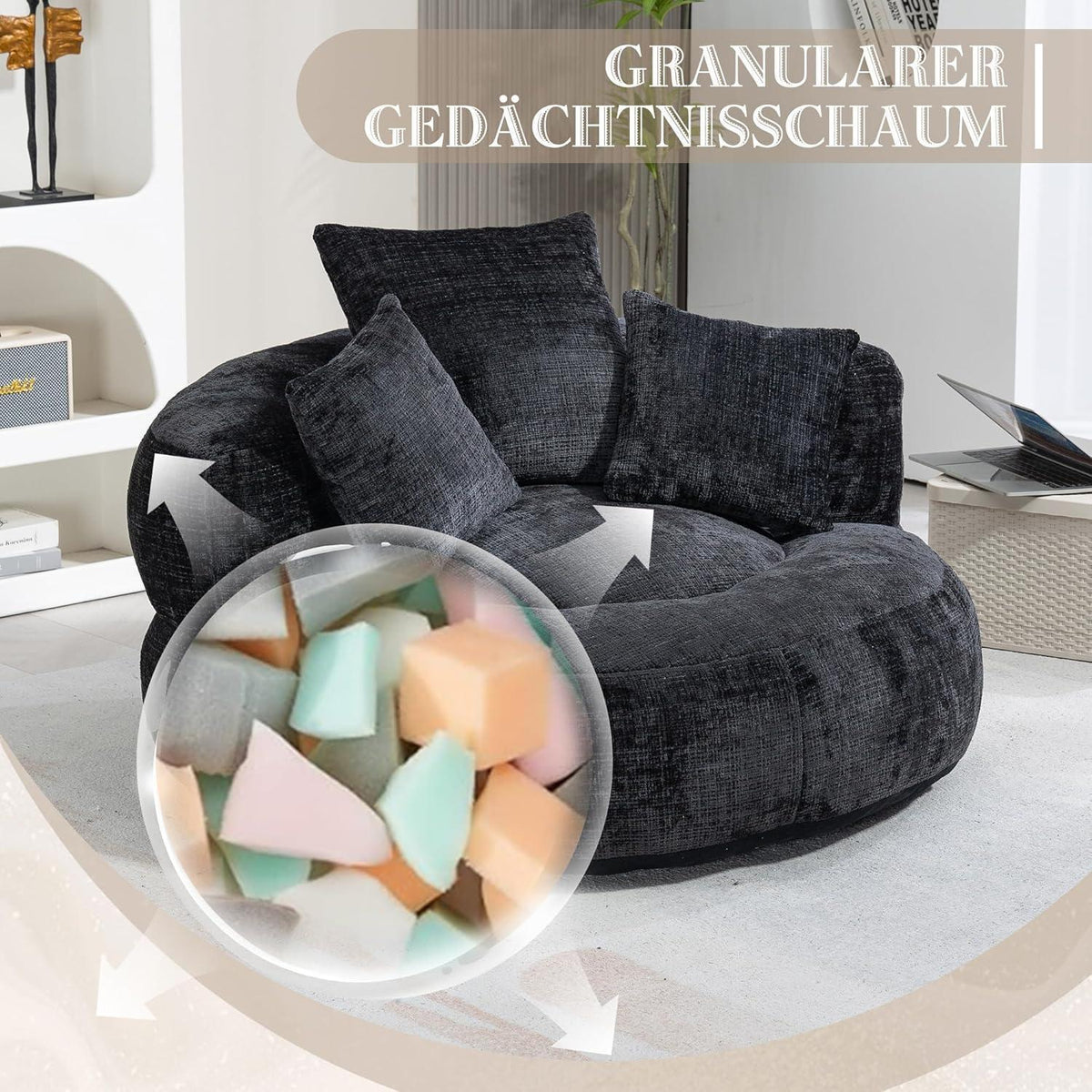 Lazy Sitzsack Sofa mit 3 Kissen – Bequemer Lounger