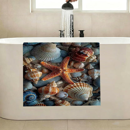 Rutschmatte Dusche 150x150cm – Seestern-Muster, Rutschfest & Ablaufloch