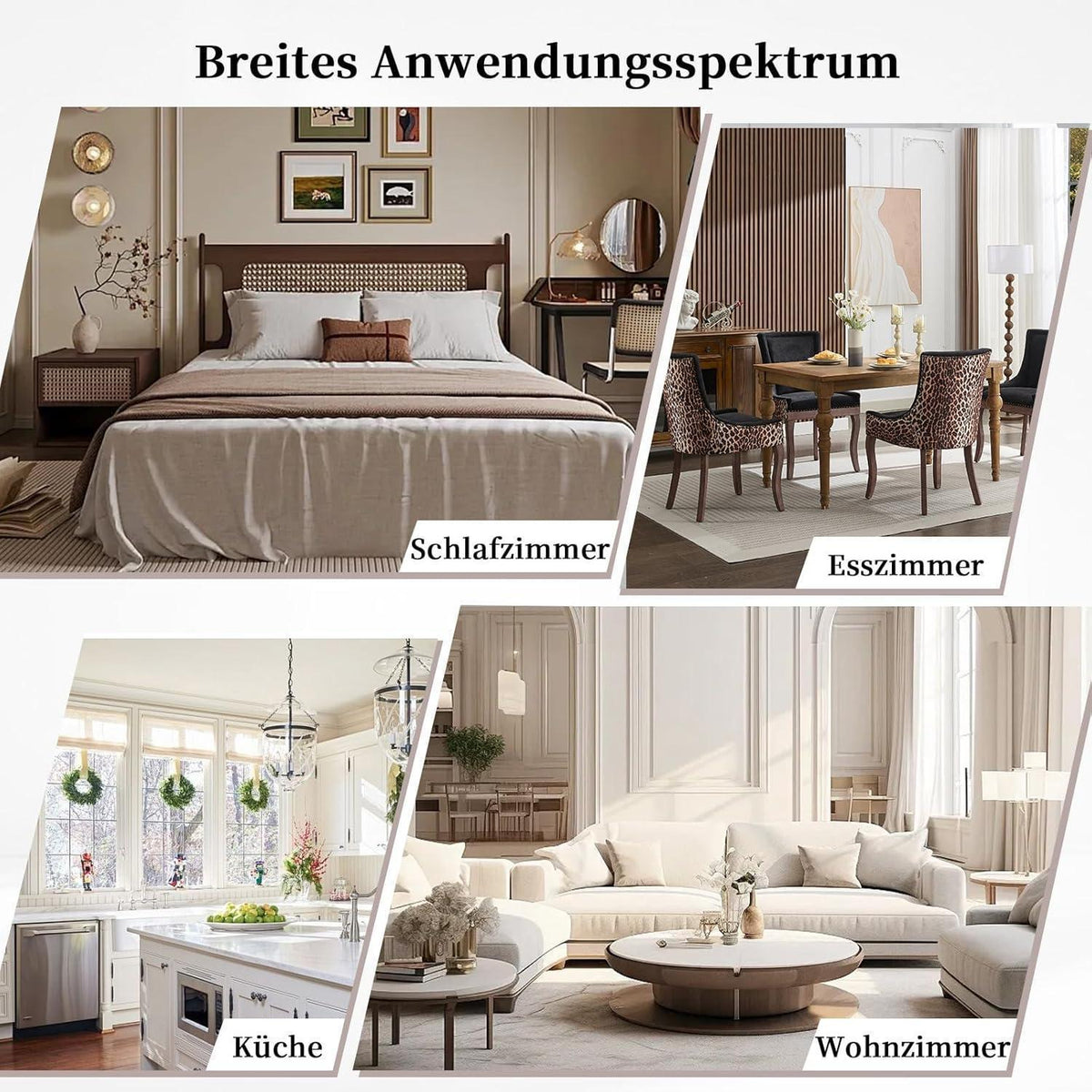 Esszimmerstuhl Set 6er – Leopardenmuster, Stoffbezug & Massivholz