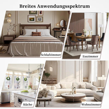 Esszimmerstuhl Set 6er – Leopardenmuster, Stoffbezug & Massivholz