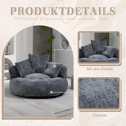 Lazy Sitzsack Sofa mit 3 Kissen – Grau