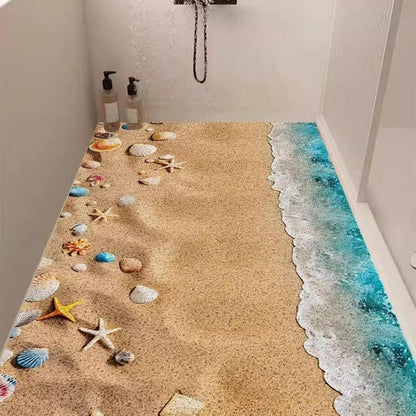 Rutschfeste Duschmatte 140x140cm mit Marinemuster & Ablaufloch