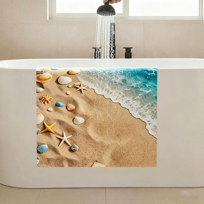 Rutschfeste Duschmatte 100x100cm mit Marinemuster & Ablaufloch