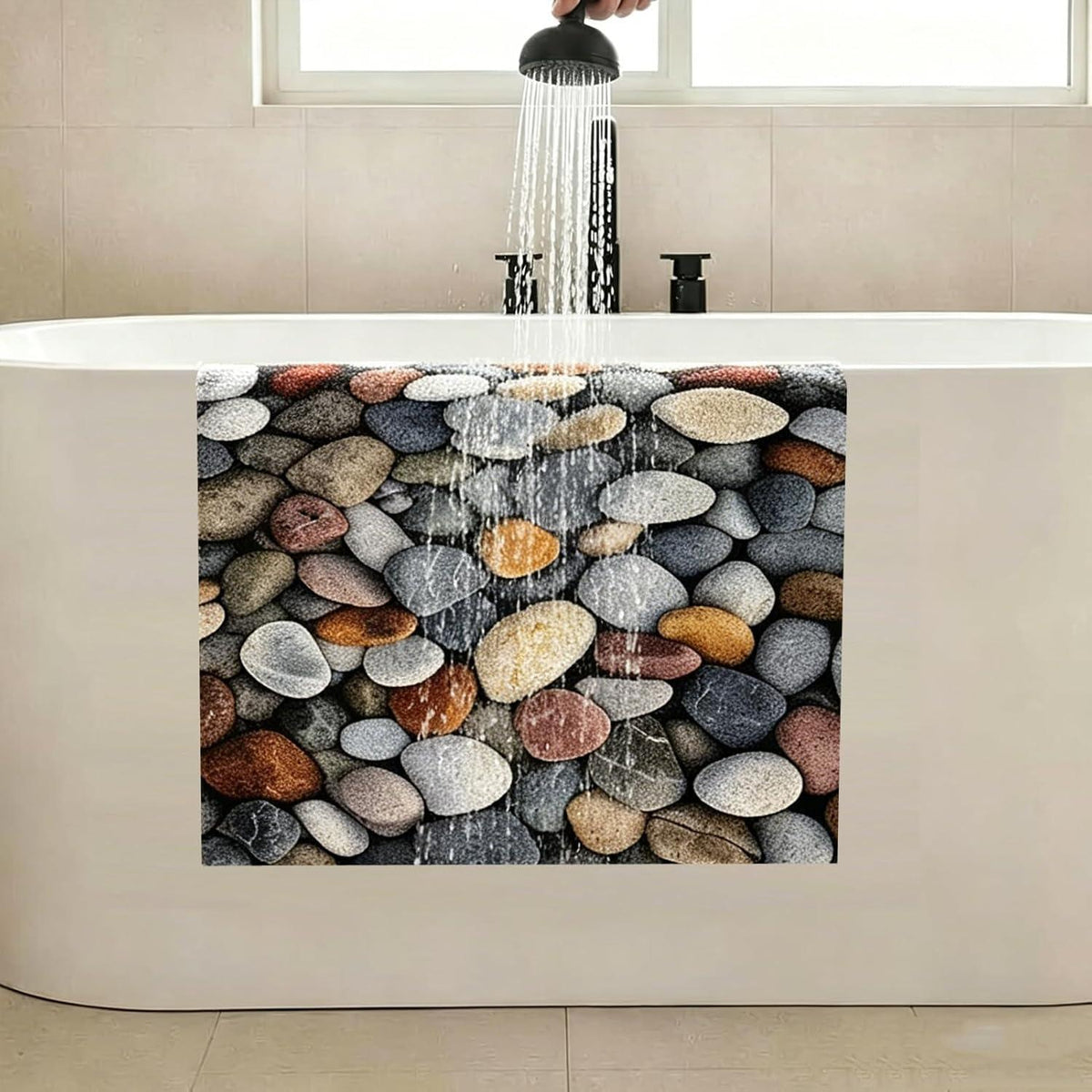 Rutschfeste Duschmatte Kieselmuster 100x150 cm – Antirutsch Duschteppich