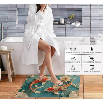 Rutschfeste Duschmatte 120x150cm mit Glücksfisch-Muster