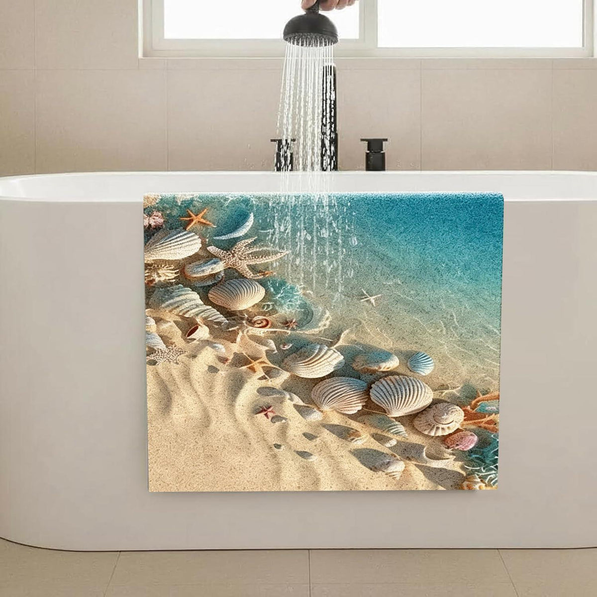 Rutschfeste Duschmatte 90x150 cm mit Muschelmuster