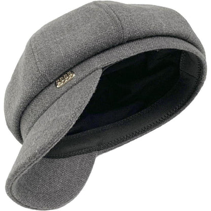 Vintage Damen Baskenmütze - Warme Schirmmütze Grau