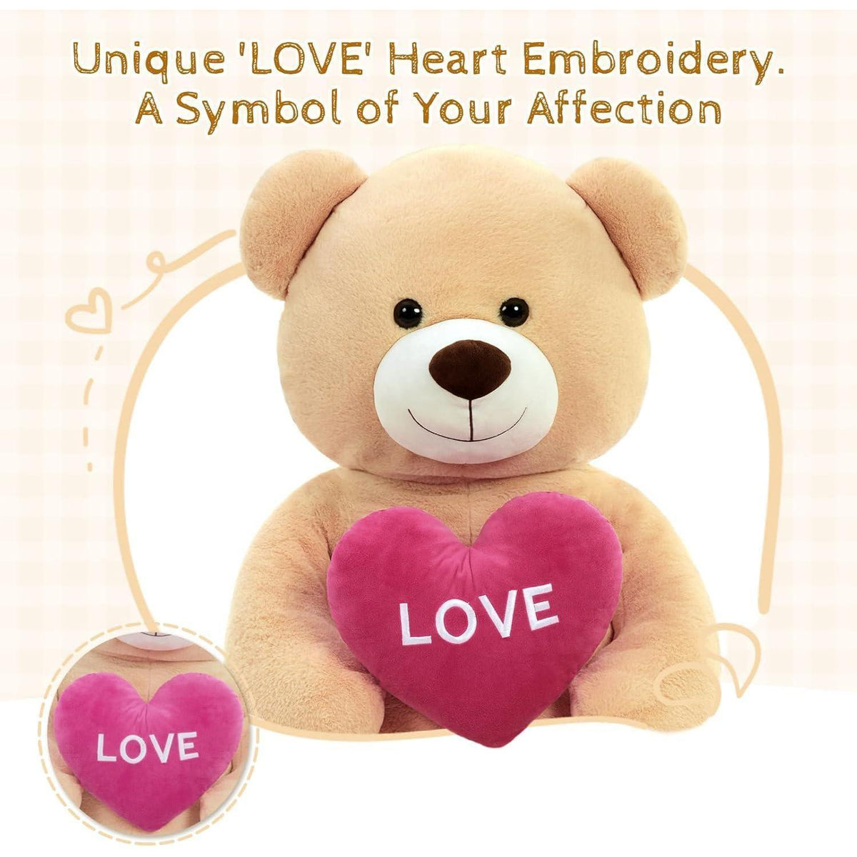 Riesiger 130cm Teddybär mit Herz – Kuscheltier & Valentinstags Geschenk