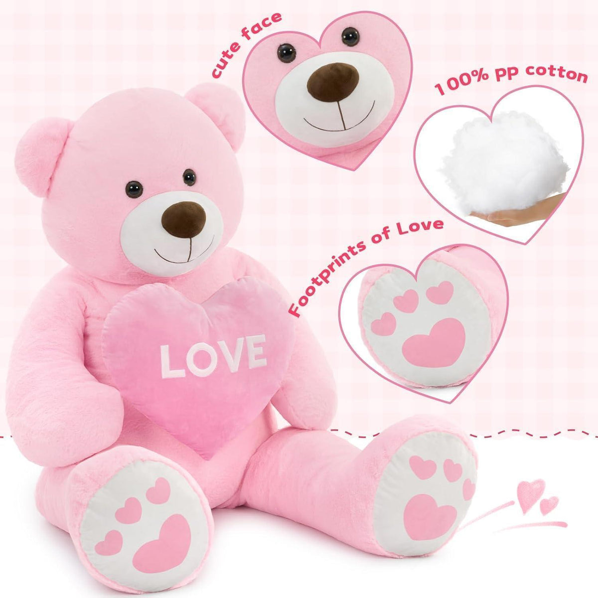 Riesiger 183cm Teddybär mit Herz – Kuscheltier & Valentinstagsgeschenk