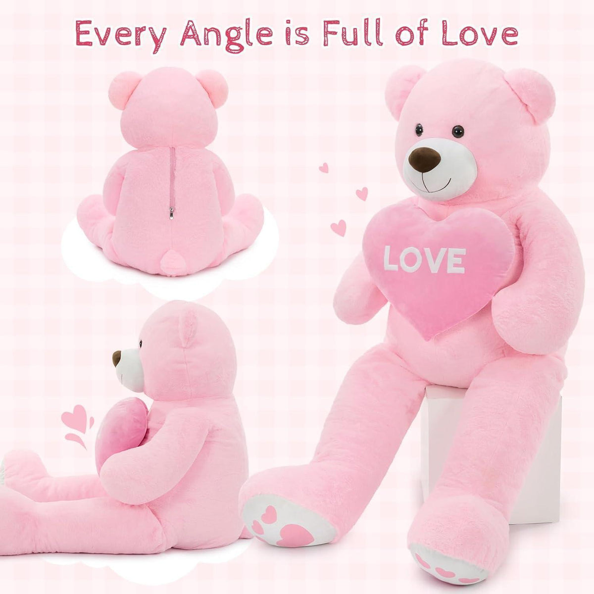 Riesiger 183cm Teddybär mit Herz – Kuscheltier & Valentinstagsgeschenk