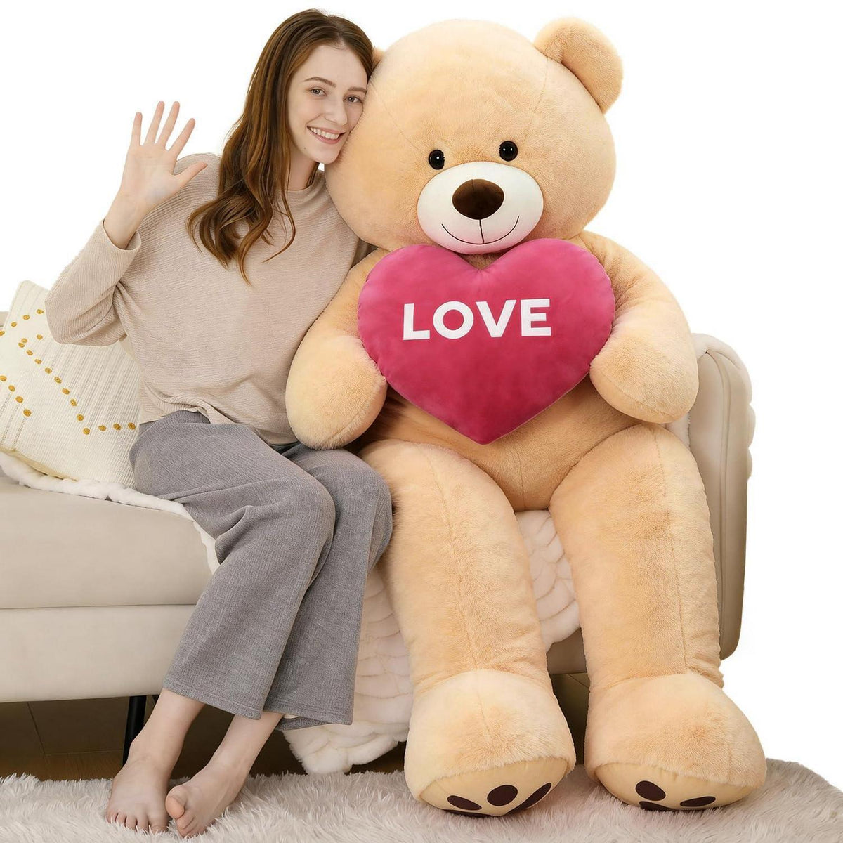 Riesiger Kuschelteddybär 183cm mit Herz – I Love You