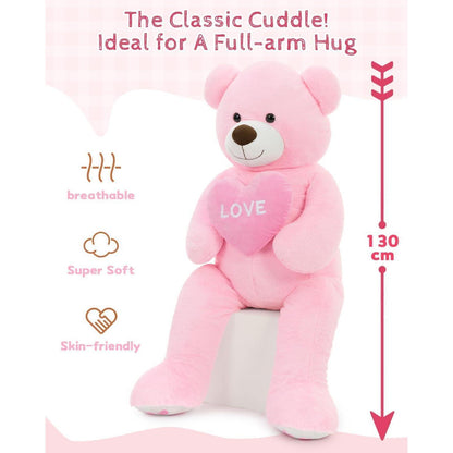 Riesiger 130cm Teddybär mit Herz – Kuscheltier & Valentinstagsgeschenk