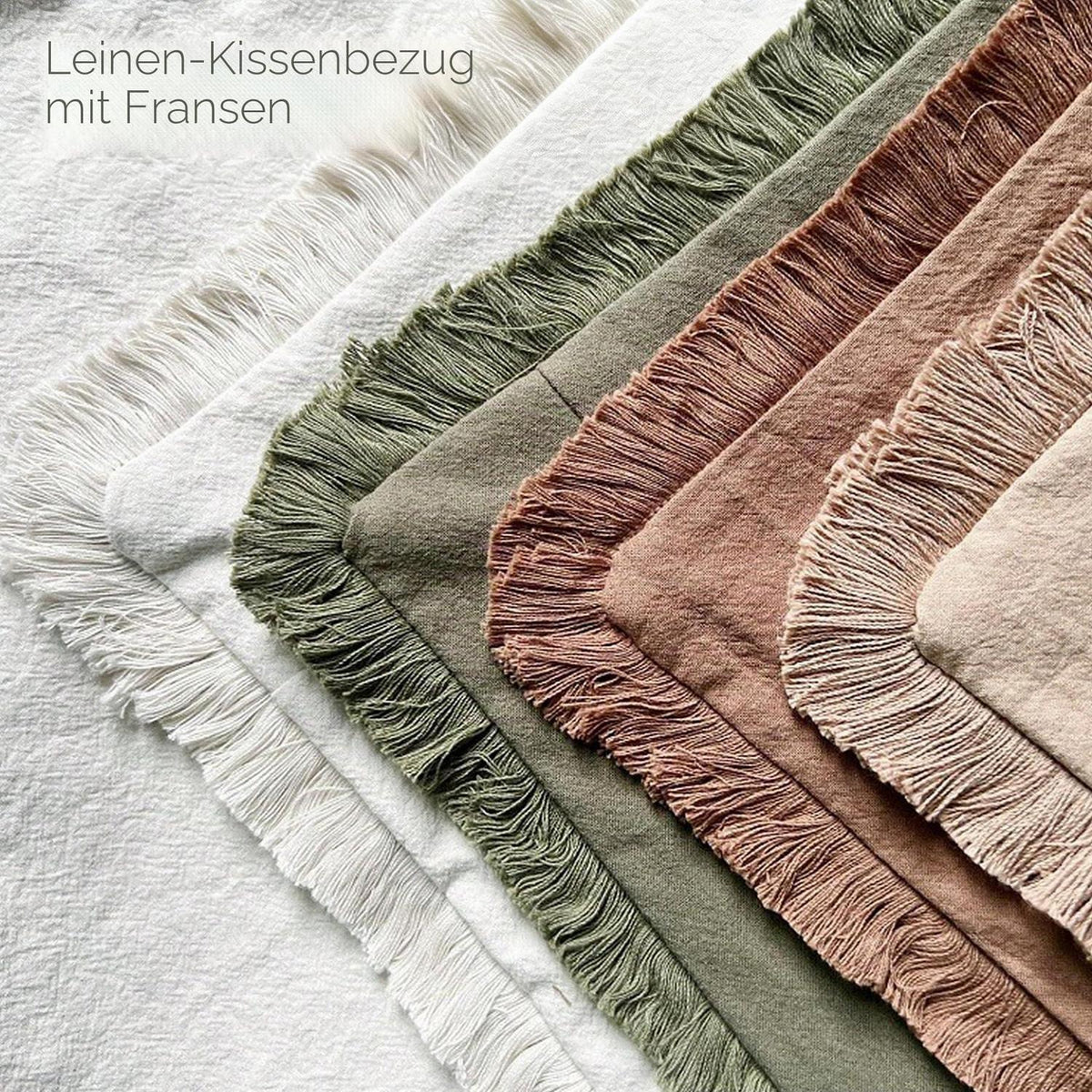2er Set Baumwoll Kissenbezüge mit Fransen 45x45 Weiß