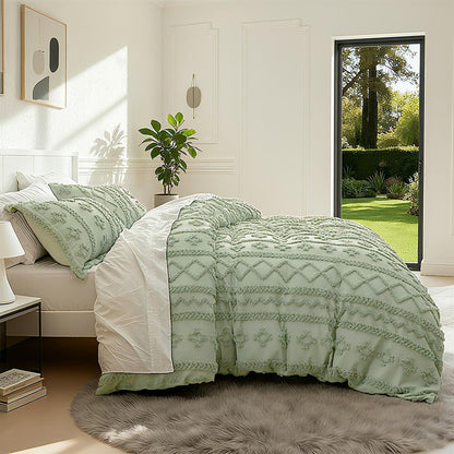 Getuftetes Bettwäsche-Set Boho Grün 220x240cm 3TLG