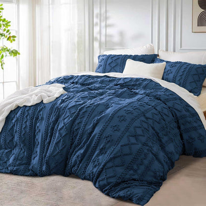 Boho Bettwäsche Set 135x200 cm Blau Dunkelblau Getuftet