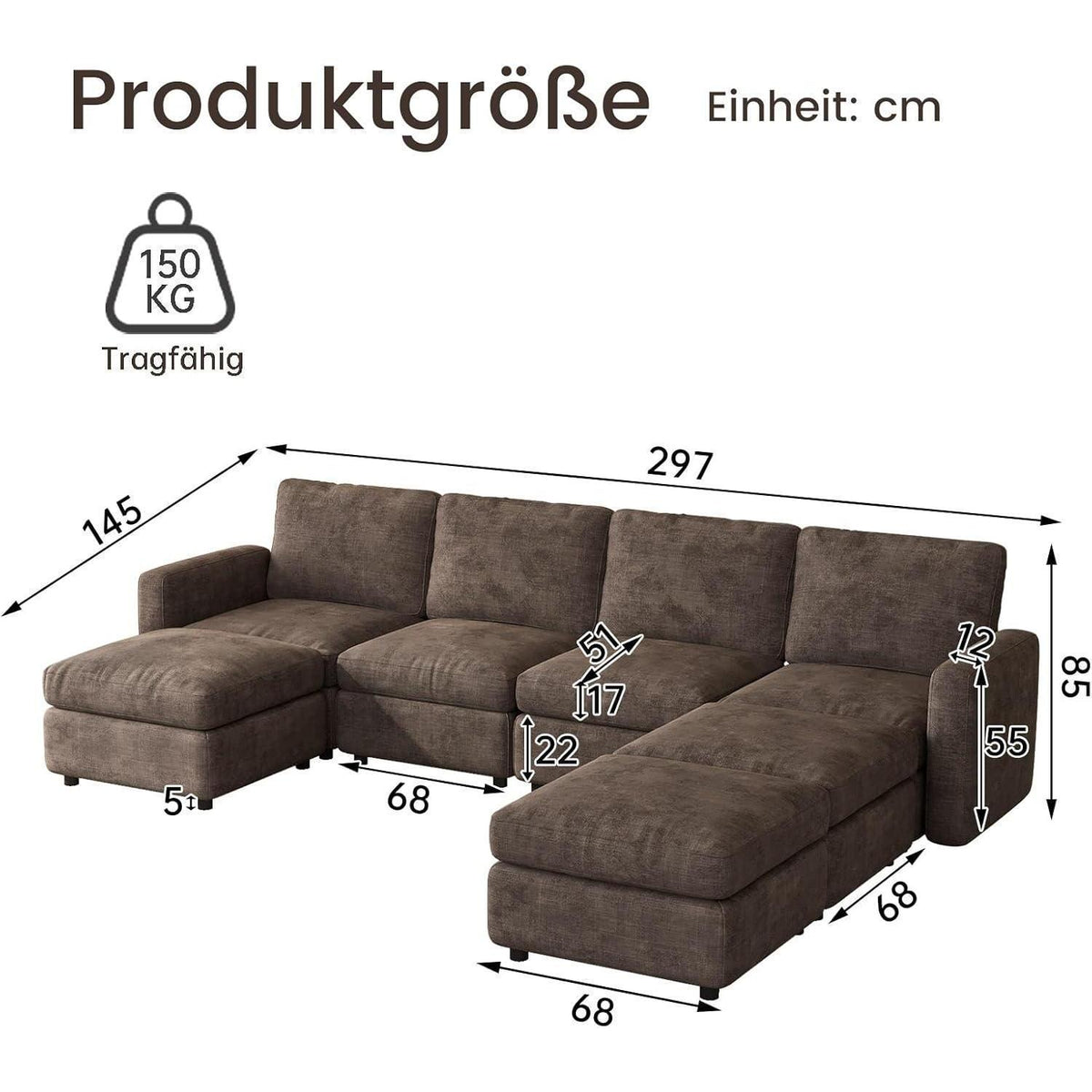 Modulares Cloud Sofa – 7-Sitzer, Weich & Bequem