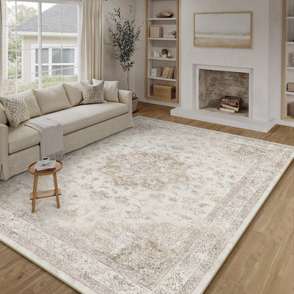 Vintage Teppich Beige 240x300cm Rechteckig Waschbar