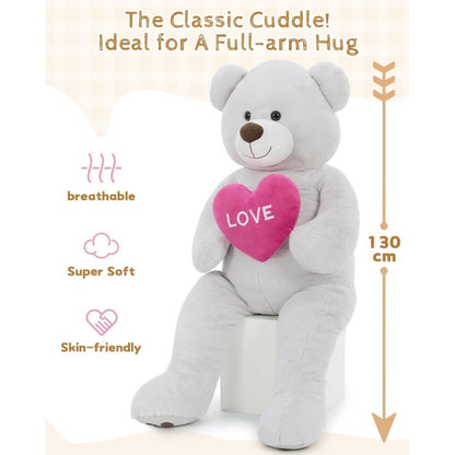 Riesiger 130cm Teddybär mit Herz – Kuscheltier & Valentinstags Geschenk
