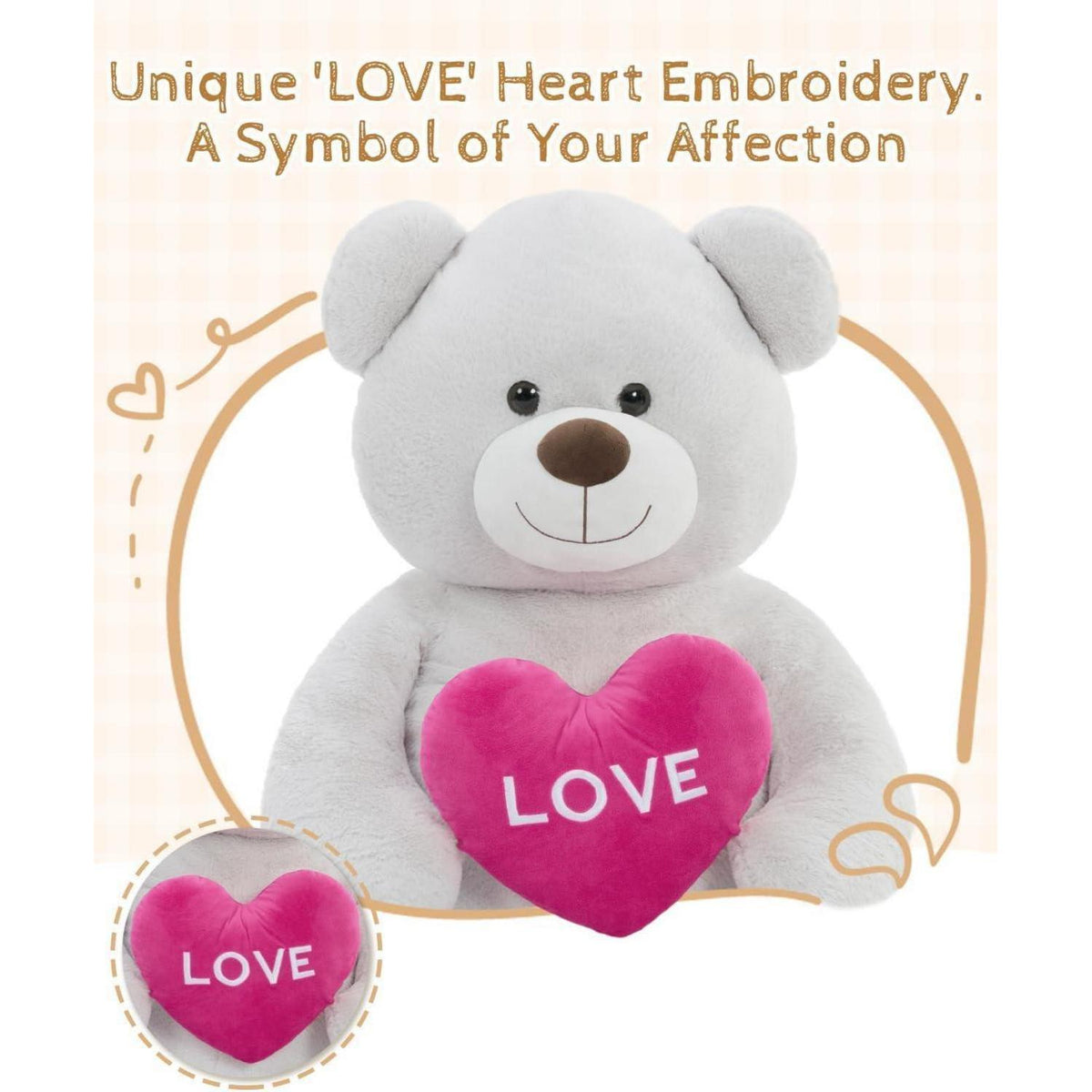 Riesiger 130cm Teddybär mit Herz – Kuscheltier & Valentinstags Geschenk
