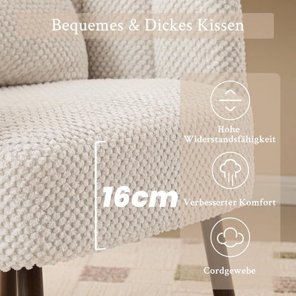 Gepolsterter Muschelsessel mit Blütenblatt-Rückenlehne, Beige
