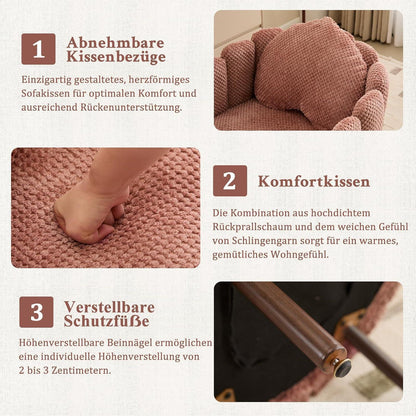 Gepolsterter Muschelsessel Rosa (2er-Set) mit Blütenblatt-Rückenlehne