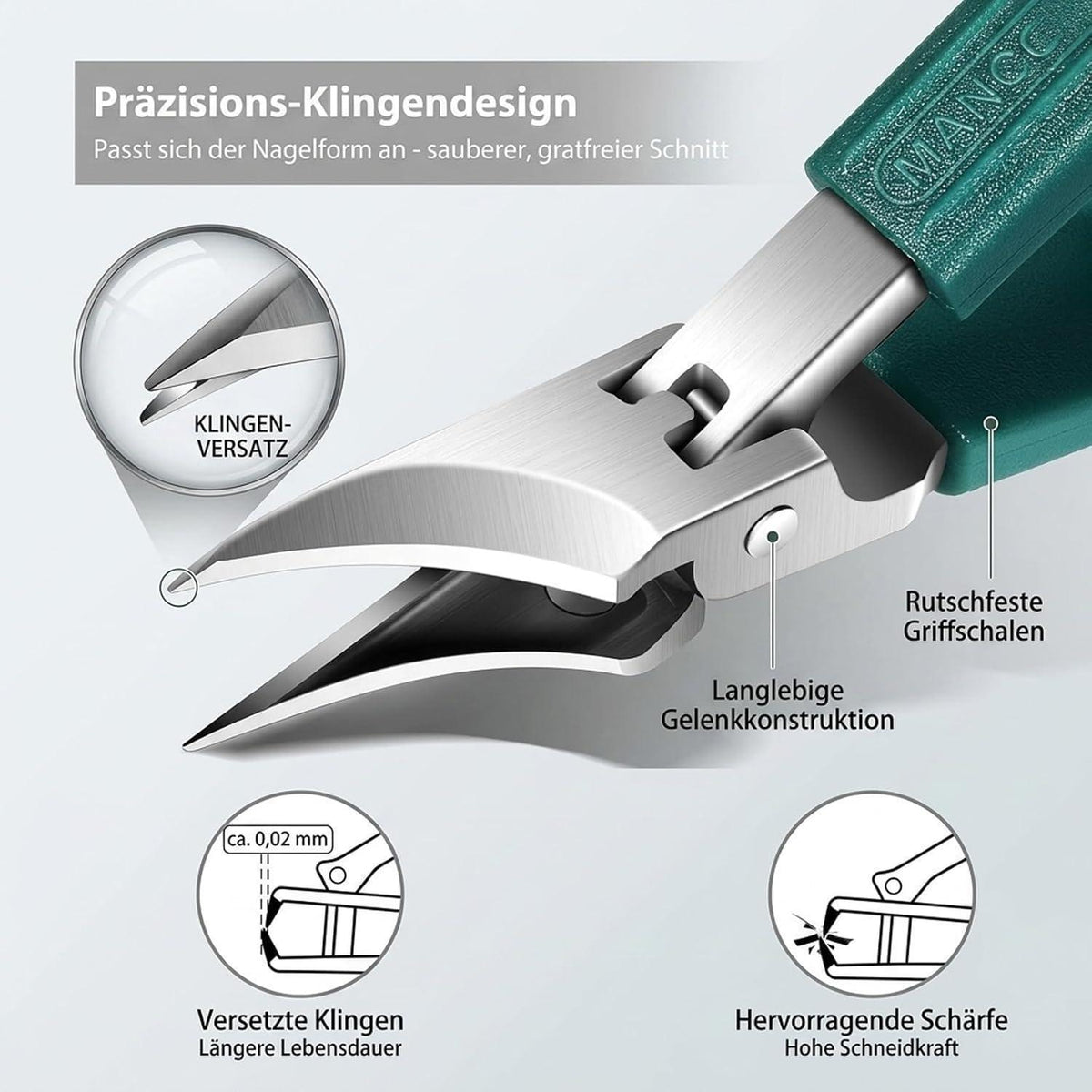 Nagelknipser Fußnägel mit Auffangbehälter & Feilen