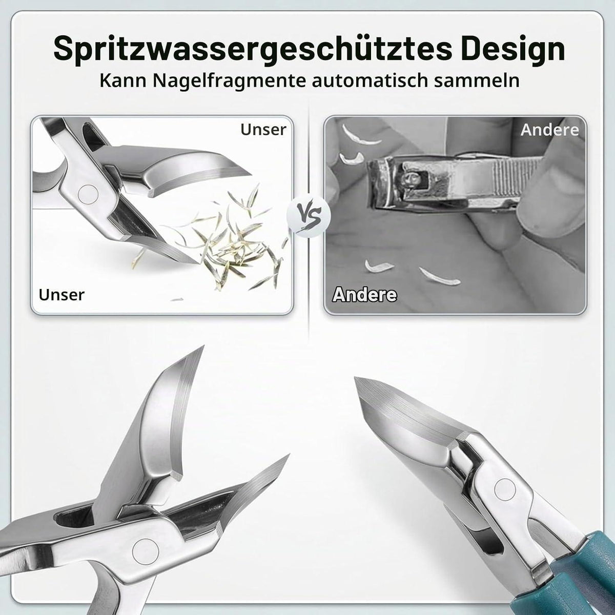 Nagelknipser Fußnägel mit Auffangbehälter & Feilen