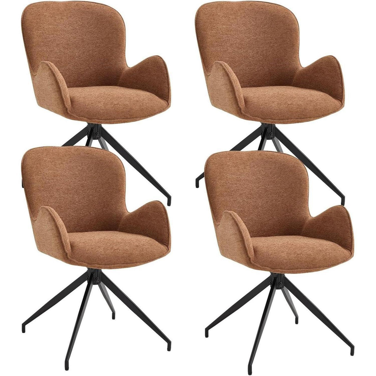 Drehbarer Esszimmerstuhl Set Braun – 4er Pack mit Armlehnen