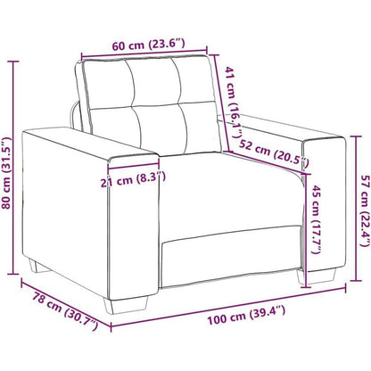 Modernes Sofa Stoff Creme – Wohnzimmer Sessel 60 cm
