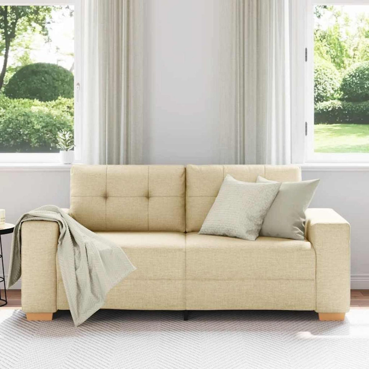 Modernes Sofa Stoff Creme 140 cm – Wohnzimmer Sessel