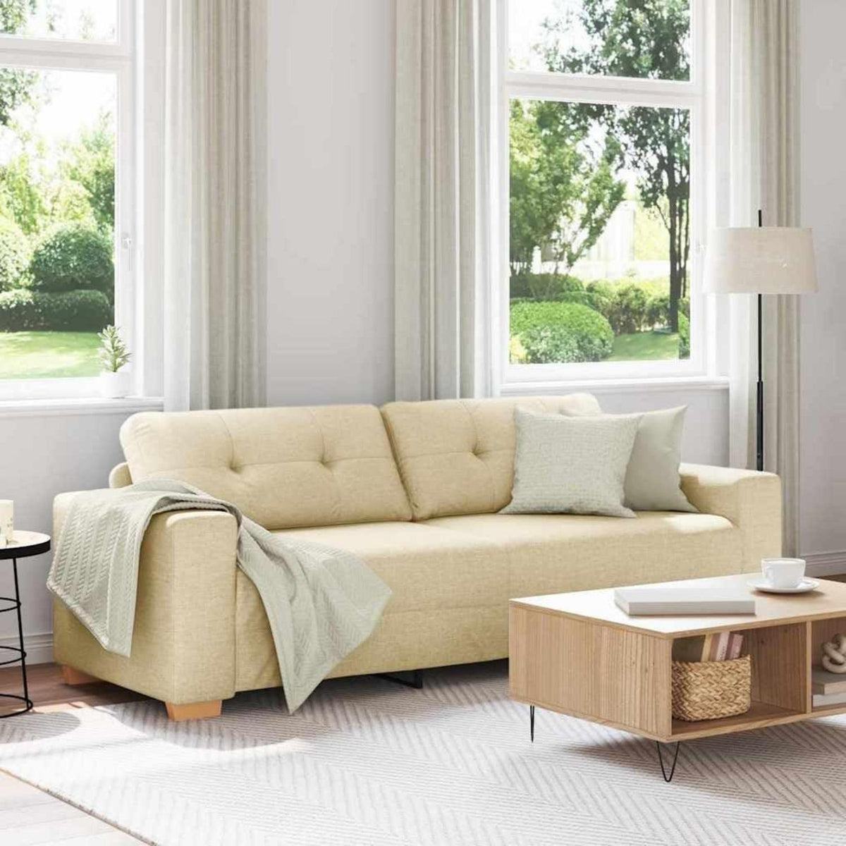 Modernes Sofa Stoff Creme 180 cm – Wohnzimmer Couch