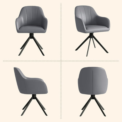 Drehbarer Esszimmerstuhl Set 6x | Grau, Kissen in Lederoptik