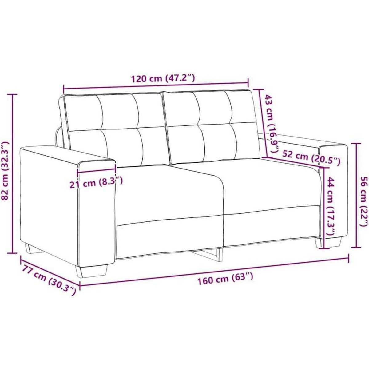 Modernes Sofa Taupe – Stoff Sessel für Wohnzimmer 120cm
