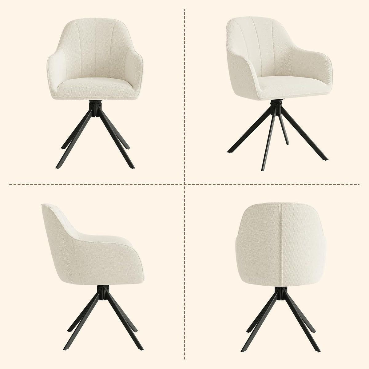 Drehbarer Esszimmerstuhl Set (2x) mit Armlehne, Beige