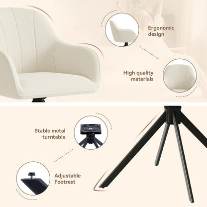 Drehbarer Esszimmerstuhl Set Beige | Polsterstuhl mit Armlehne & Kissen