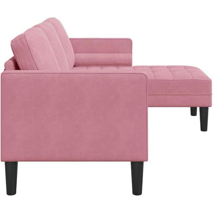 Ecksofa Staubrosa Samt 173x131x67cm - Modernes Wohnzimmer Sofa