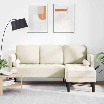 Ecksofa L-Form Creme Samt 173x131x67cm – Modernes Wohnzimmer Sofa