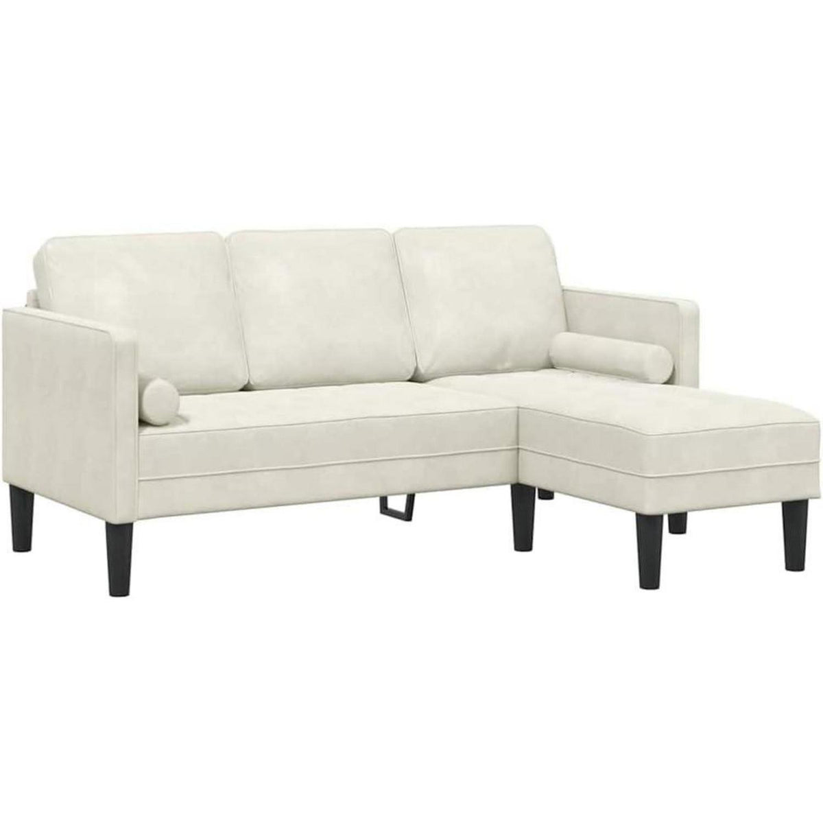 Ecksofa L-Form Creme Samt 173x131x67cm – Modernes Wohnzimmer Sofa