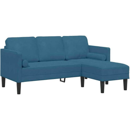 Blaues Ecksofa Samt 173x131x67cm – Modernes Wohnzimmer Sofa