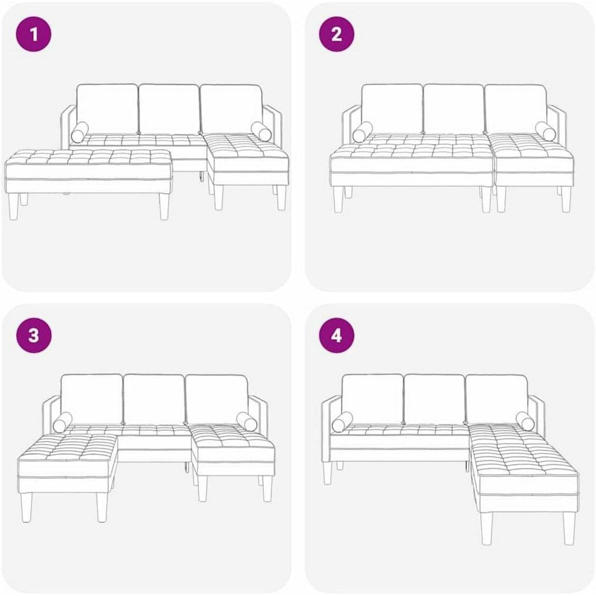 Ecksofa L-Form Creme Samt 173x131x67cm mit Bank