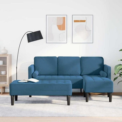 Blaues Ecksofa Samt 173x131x67cm – Modernes Sofa Set