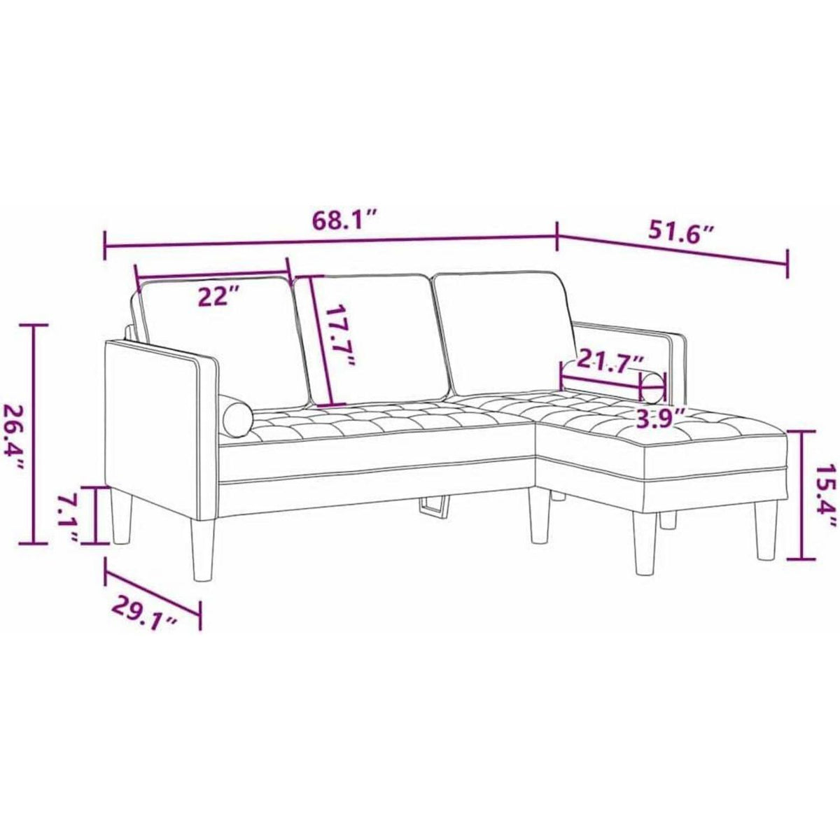 Blaues Ecksofa Samt 173x131x67cm – Modernes Sofa Set