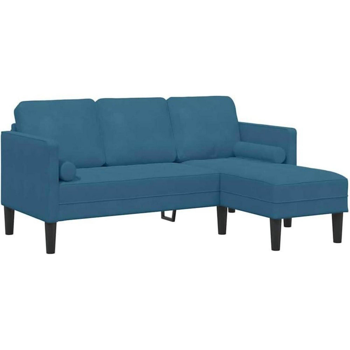 Blaues Ecksofa Samt 173x131x67cm – Modernes Sofa Set