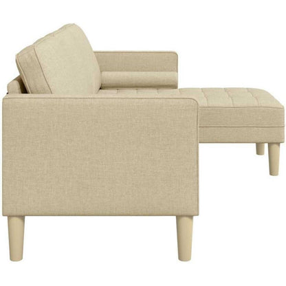 Cremefarbenes L-Form Ecksofa Stoff 173x131x67 cm