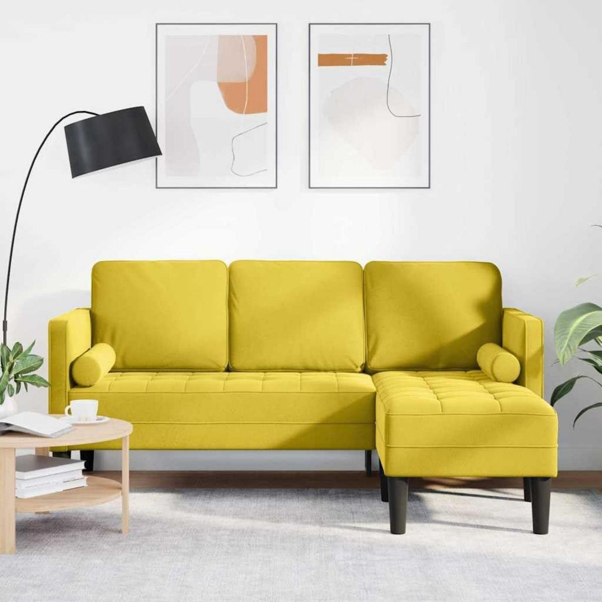 Gelbes Ecksofa Samt 173x131x67cm – Modernes Design
